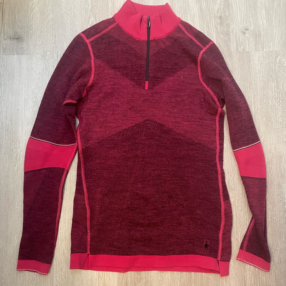 Smartwool Women’s Intraknit Quarter Zip Sweater in Pink, Size S